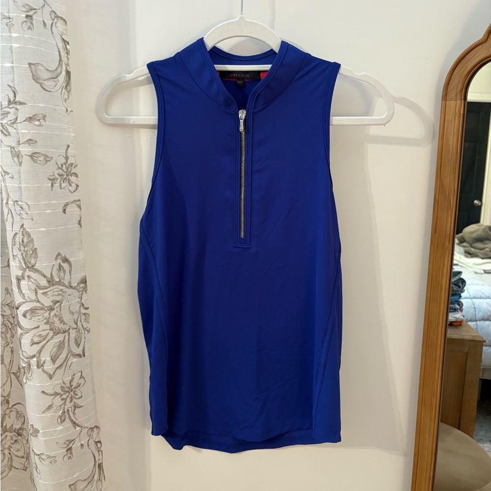 Greyson Royal Blue Zip-Up Tank Top